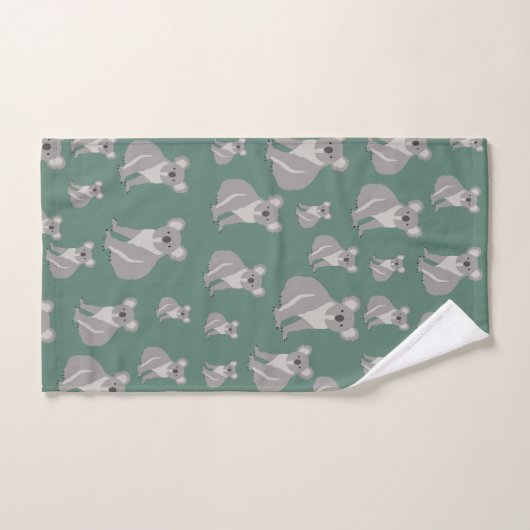 Cute Koala Eucalyptus Green Pattern Bad Handdoek (Handdoek)