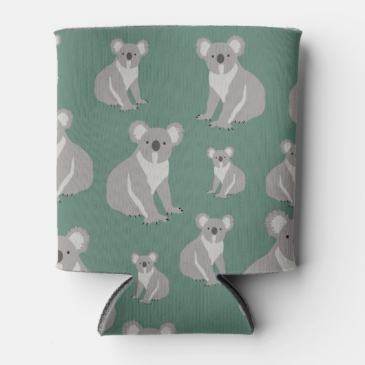 Cute Koala Eucalyptus Green Pattern Blikjeskoeler (Voorkant)