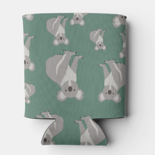 Cute Koala Eucalyptus Green Pattern Blikjeskoeler (Achterkant)