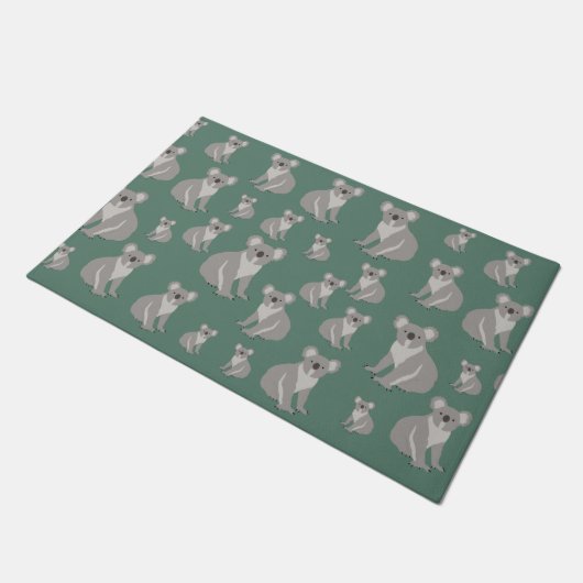 Cute Koala Eucalyptus Green Pattern Deurmat (Schuin)
