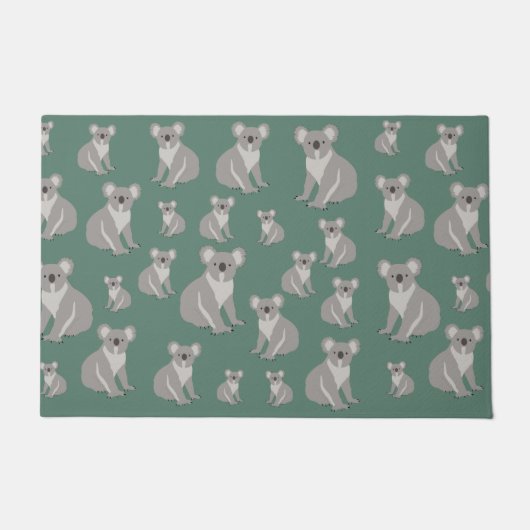 Cute Koala Eucalyptus Green Pattern Deurmat (Voorkant)