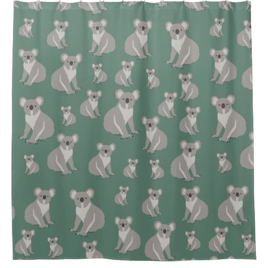 Cute Koala Eucalyptus Green Pattern Douchegordijn (Voorkant)