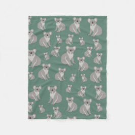 Cute Koala Eucalyptus Green Pattern Fleece Deken