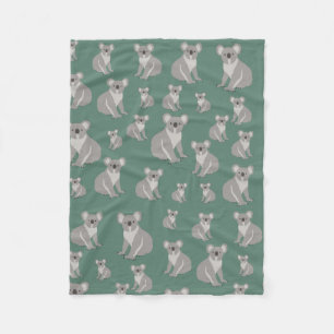 Cute Koala Eucalyptus Green Pattern Fleece Deken