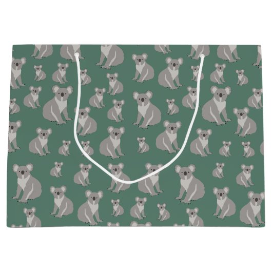 Cute Koala Eucalyptus Green Pattern Groot Cadeauzakje (Voorkant)