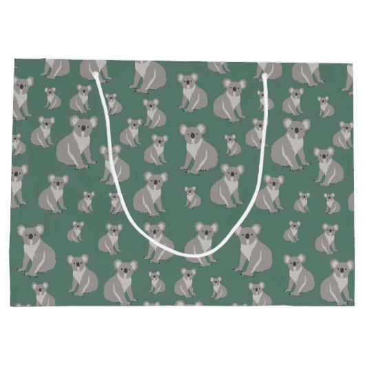 Cute Koala Eucalyptus Green Pattern Groot Cadeauzakje (Achterkant)