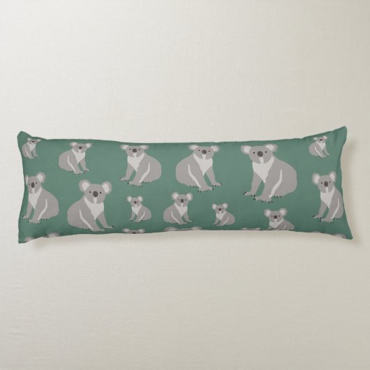 Cute Koala Eucalyptus Green Pattern Lichaamskussen (Achterkant)