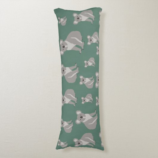 Cute Koala Eucalyptus Green Pattern Lichaamskussen (Voorkant Verticaal)