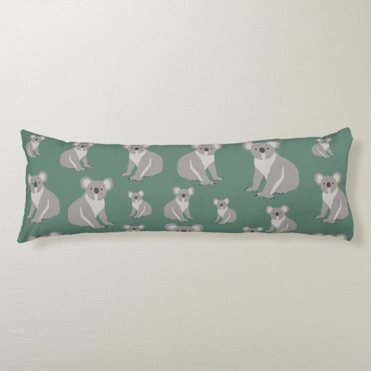 Cute Koala Eucalyptus Green Pattern Lichaamskussen (Voorkant)