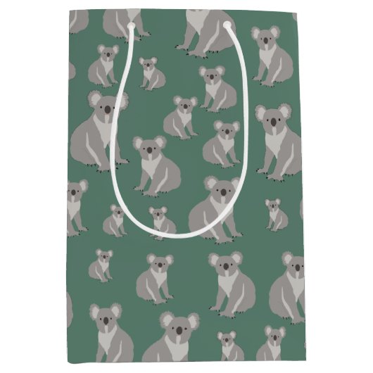Cute Koala Eucalyptus Green Pattern Medium Cadeauzakje (Voorkant)