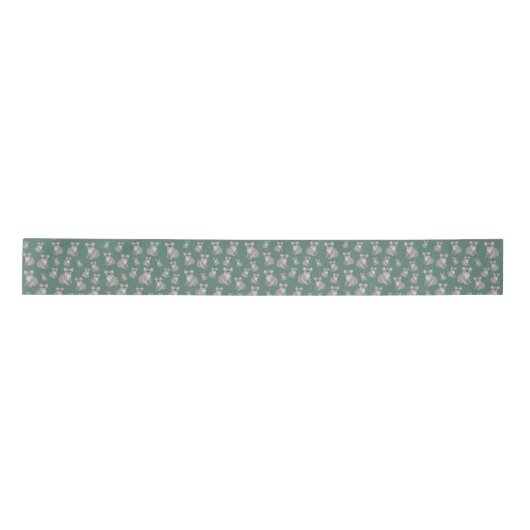 Cute Koala Eucalyptus Green Pattern Satijnen Lint (Voorkant)