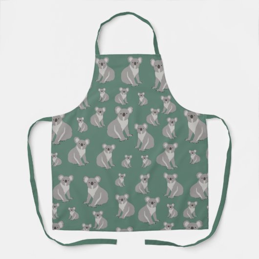 Cute Koala Eucalyptus Green Pattern Schort (Voorkant)