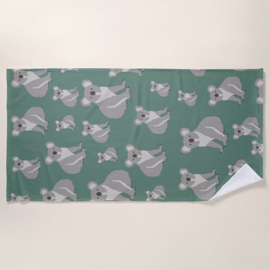 Cute Koala Eucalyptus Green Pattern Strandlaken (Voorkant)