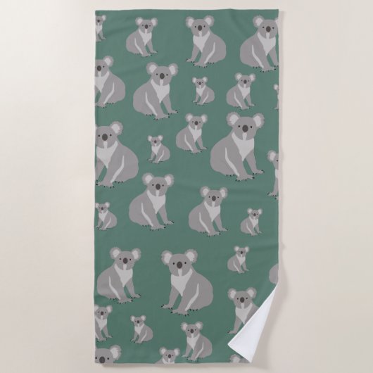 Cute Koala Eucalyptus Green Pattern Strandlaken (Voorkant)