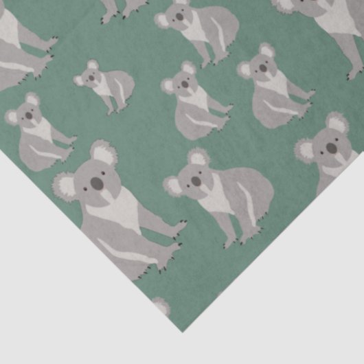 Cute Koala Eucalyptus Green Pattern Tissuepapier (Detail)
