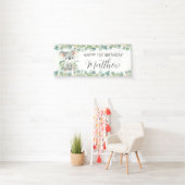 Cute Koala Eucalyptus Groenelementen Welkom Achter Spandoek (Insitu)