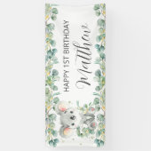 Cute Koala Eucalyptus Groenelementen Welkom Achter Spandoek (Verticaal)