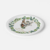 Cute Koala Eucalyptus Krans Meisje Baby Shower Papieren Bordje (Gekanteld)