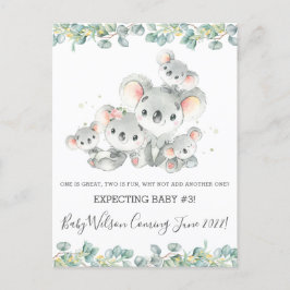 Cute Koala Familie van de Vijf Aankondiging van de Briefkaart