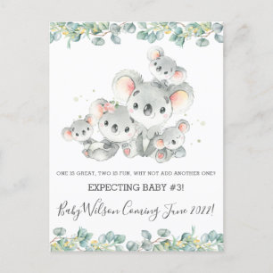 Cute Koala Familie van de Vijf Aankondiging van de Briefkaart
