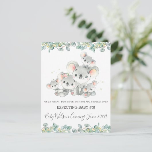 Cute Koala Familie van de Vijf Aankondiging van de Briefkaart (Staand voorkant)