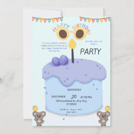 Cute Koala First Birthday Invitation - Customizabl Kaart