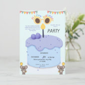Cute Koala First Birthday Invitation - Customizabl Kaart (Staand voorkant)