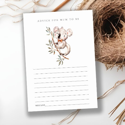 Cute Koala Foliage Advice voor Baby shower Informatiekaartje