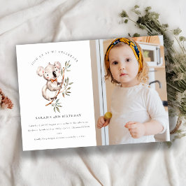 Cute Koala Foliage Foto van elke zondag Uitnodigen Bedankkaart