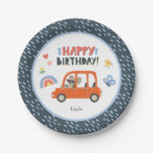 Cute Koala Girl First Name Happy Birthday Party Papieren Bordje (Voorkant)