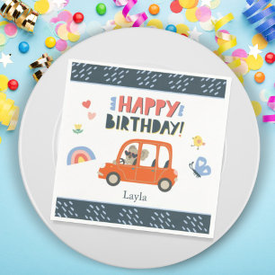 Cute Koala Girl First Name Happy Birthday Party Servet