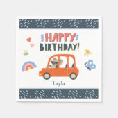 Cute Koala Girl First Name Happy Birthday Party Servet (Voorkant)
