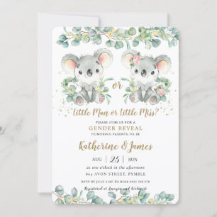 Cute Koala Greenery Gender Reopenbaart Baby shower Kaart