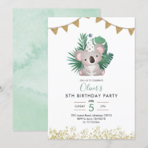 Cute Koala Greenery Kind Birthday