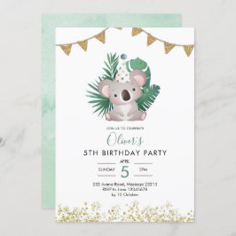Cute Koala Greenery Kind Birthday Kaart