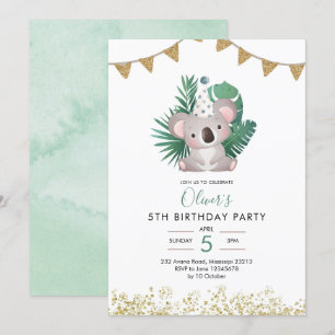 Cute Koala Greenery Kind Birthday Kaart