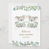 Cute Koala Greenery Twins Boy Girl Baby shower Kaart (Achterkant)
