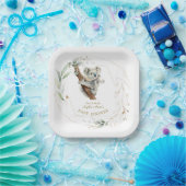 Cute Koala Groene Gold Meisje Baby Shower  Papieren Bordje (Feest)