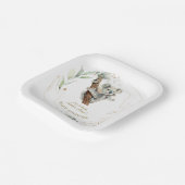 Cute Koala Groene Gold Meisje Baby Shower  Papieren Bordje (Gebogen)