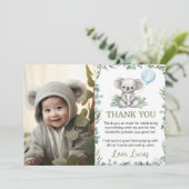 Cute Koala Groene Verjaardagsfeestje Foto Bedankkaart (Staand voorkant)