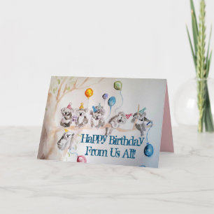 Cute Koala Groep Verjaardag van Ons Allen Kaart