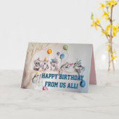 Cute Koala Group Happy Birthday uit ons hele Kaart (Gele Bloem)