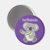 Cute koala gumleaves cartoon illustratie magneet (Voorkant / Achterkant)