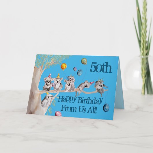 Cute Koala Happy 50th Birthday uit ons hele Kaart (Voorkant)