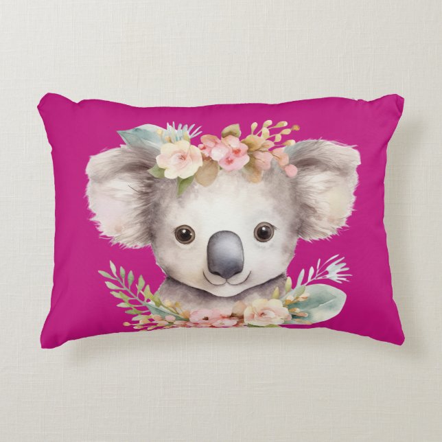 Cute Koala Hot Pink Accent Kussen (Voorkant)