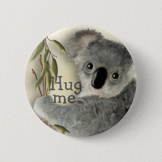 Cute Koala Hug Me Ronde Button 5,7 Cm (Voorkant)