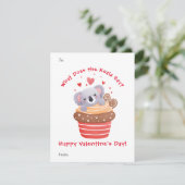 Cute Koala in Cupcake Aangepaste Kinder Valentijns Feestdagenkaart (Staand voorkant)