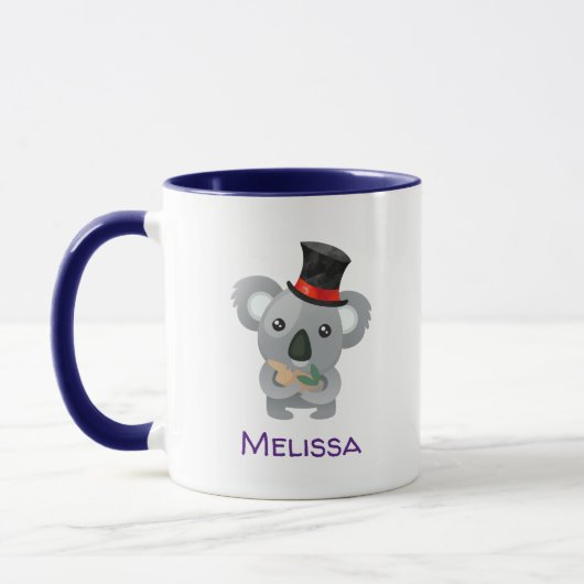 Cute Koala in een Black Top Hat Custom Mok (Links)