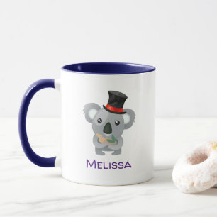 Cute Koala in een Black Top Hat Custom Mok