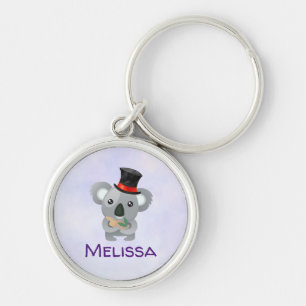 Cute Koala in een Black Top Hat Custom Sleutelhanger